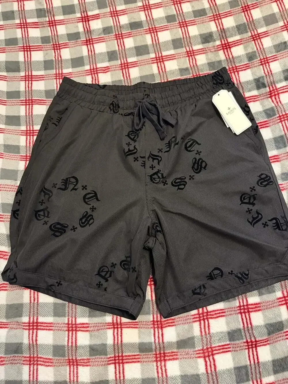 Saints Studio Men's Gothic Monogram Mesh Shorts